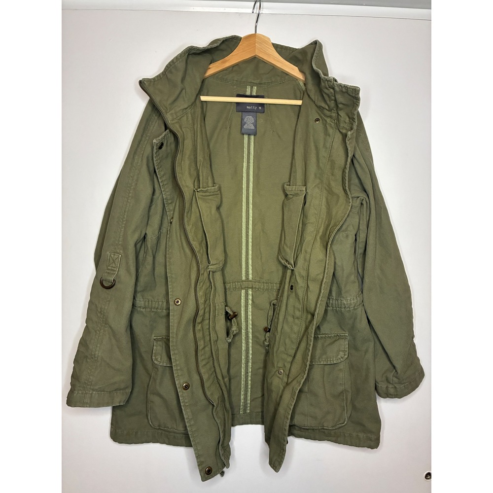 Matty M Jacket Women XL Green Utility Field Cotton Canvas Cargo Pockets MJ2110US